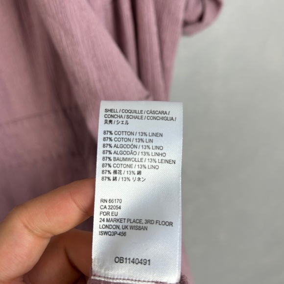 Free People size L mini wrap dress purple short sleeve cotton linen blend NEW - Picture 14 of 14